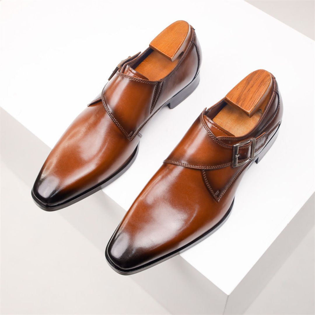 Giovanni Leather Monk Strap Shoes