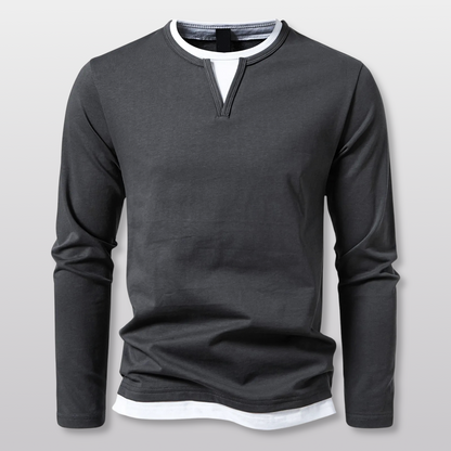 Kai Layered V-Notch Long Sleeve Shirt