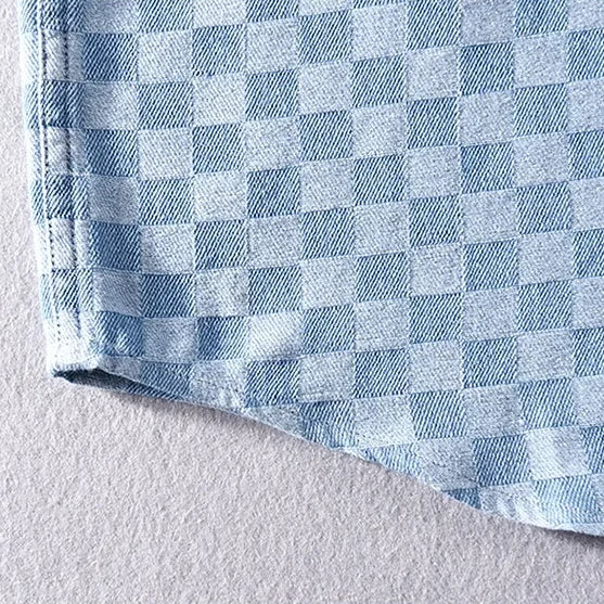 Denim Checkered Short Sleeve Shirt