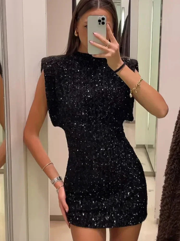 Aida | Stijlvolle pailletten mini jurk voor vrouwen