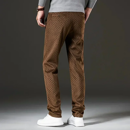 Corduroy Checkered Pants Brown