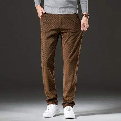 Corduroy Checkered Pants Brown
